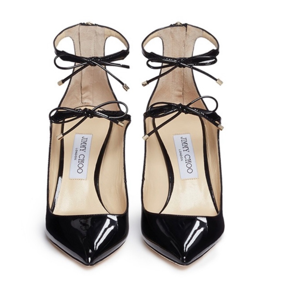 Jimmy choo double bow patent leather pumps size 40 size 10
